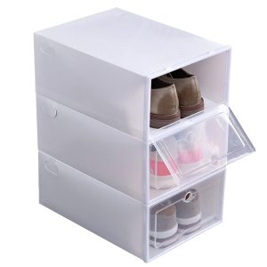 Caja zapatera apilable con tapa de plástico
