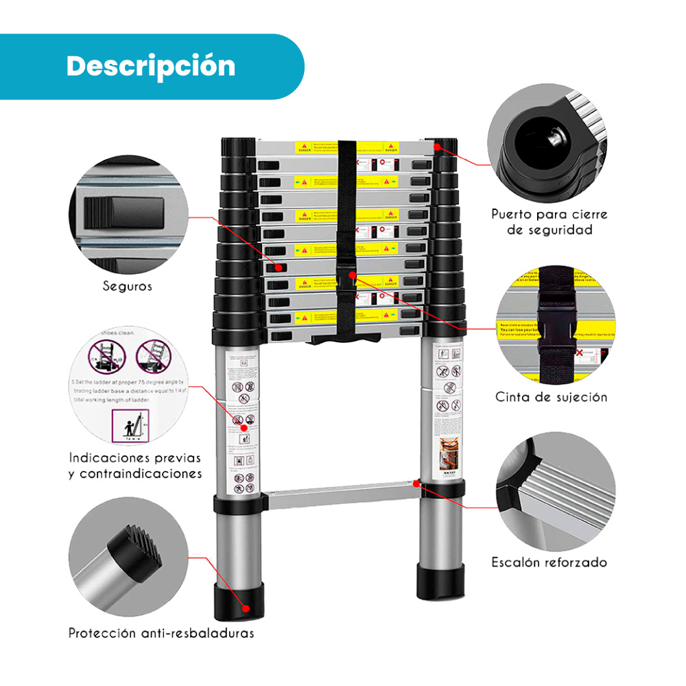 Escalera Retráctil Sencilla de 3.8 metros - Imagen 7