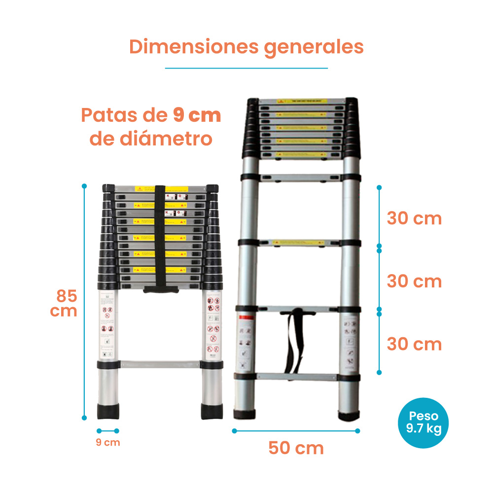 Escalera Retráctil Sencilla de 3.8 metros - Imagen 3