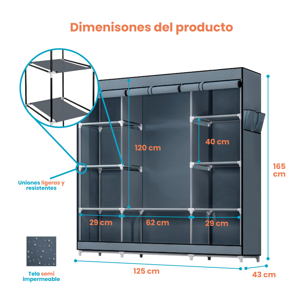 Closet Organizador Armable 1610 Plateado | utilísimo® - Imagen 4