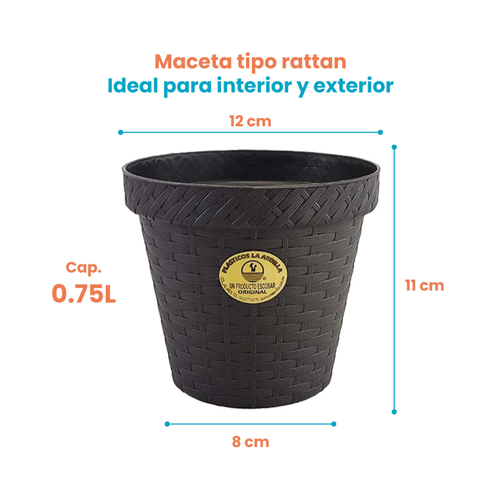 MACETA TIPO RATTAN REDONDA D12 LA ARDILLA | utilísimo® - Imagen 3
