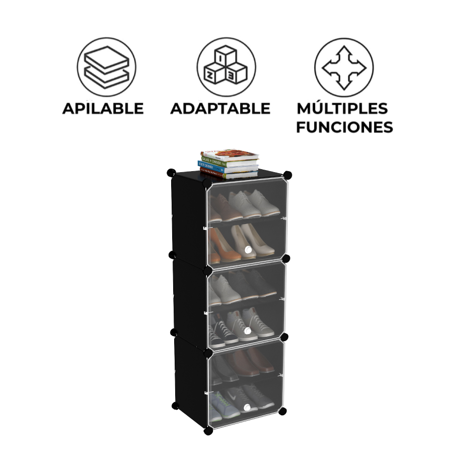 Zapatero organizador plástico 12 pares mueble modular - Imagen 2