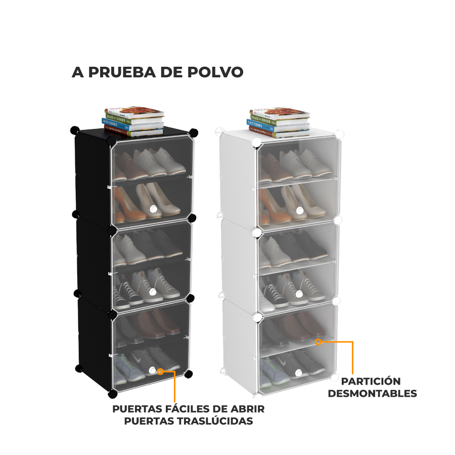 Zapatero organizador plástico 12 pares mueble modular - Imagen 3