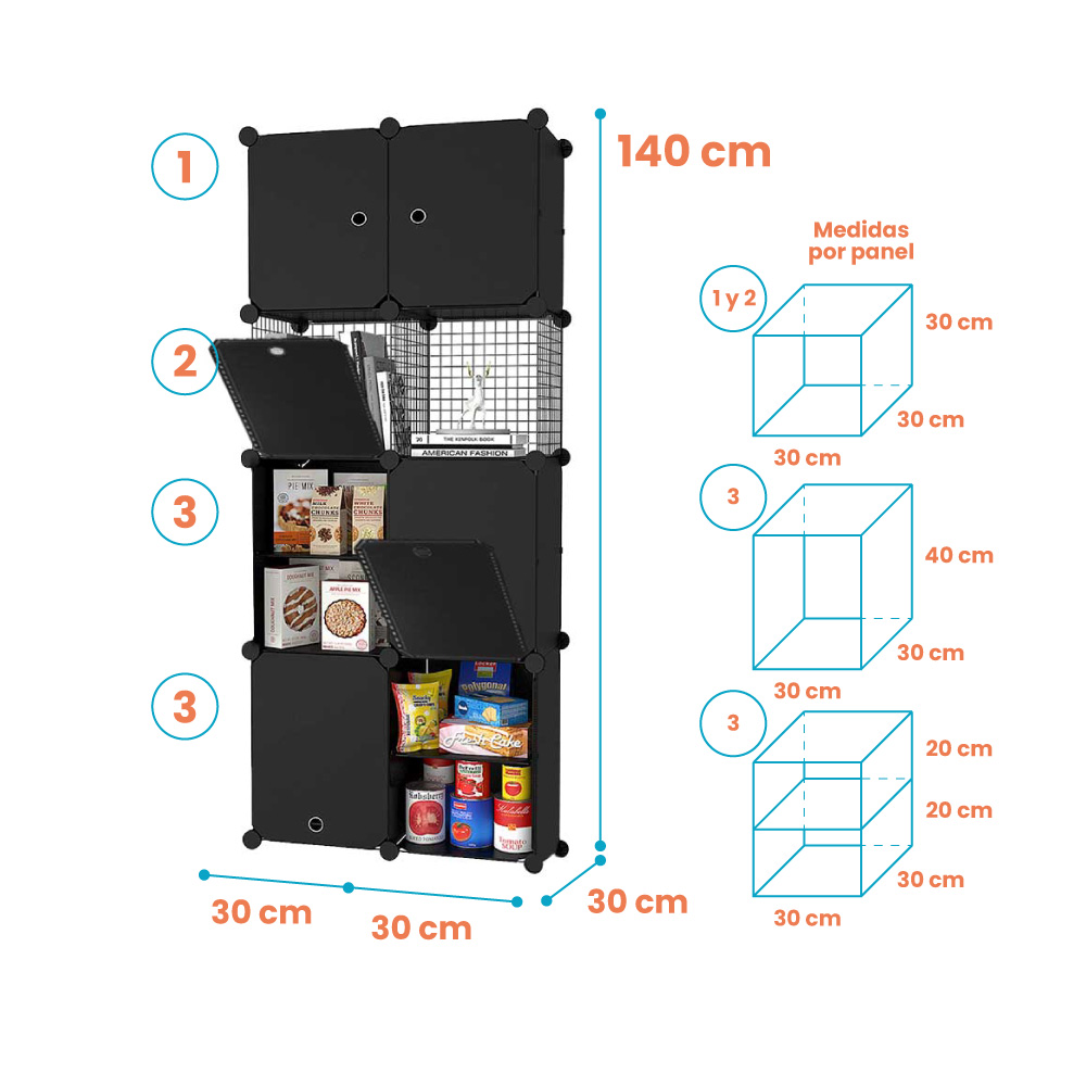 Gabinete Organizador Plástico Metálico 8 cubos | Utilísimo® - Imagen 4