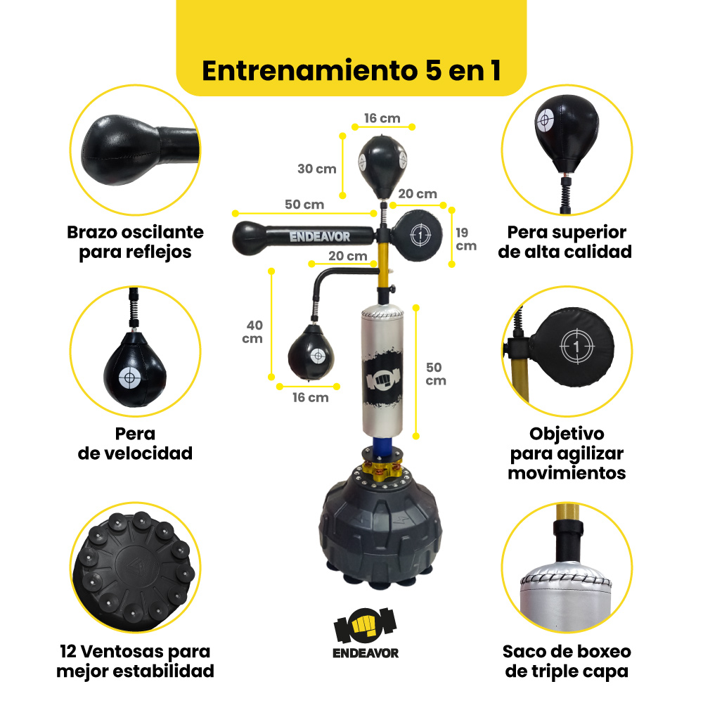 Costal de piso boxeo multiobjetivo brazo 360 y peras - ENDEAVOR - Imagen 6