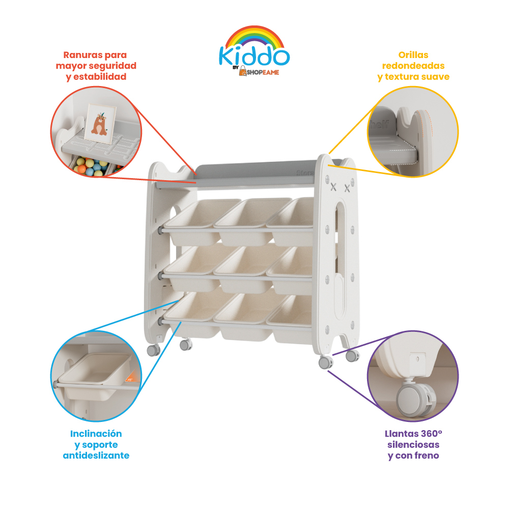 Juguetero organizador 9 cajones montessori - Kiddo - Imagen 4