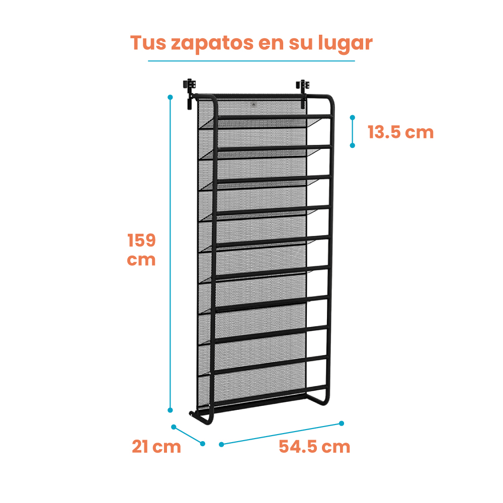 Organizador Zapatero Multiusos 10 Niveles 30 Pares para Puerta - Imagen 7
