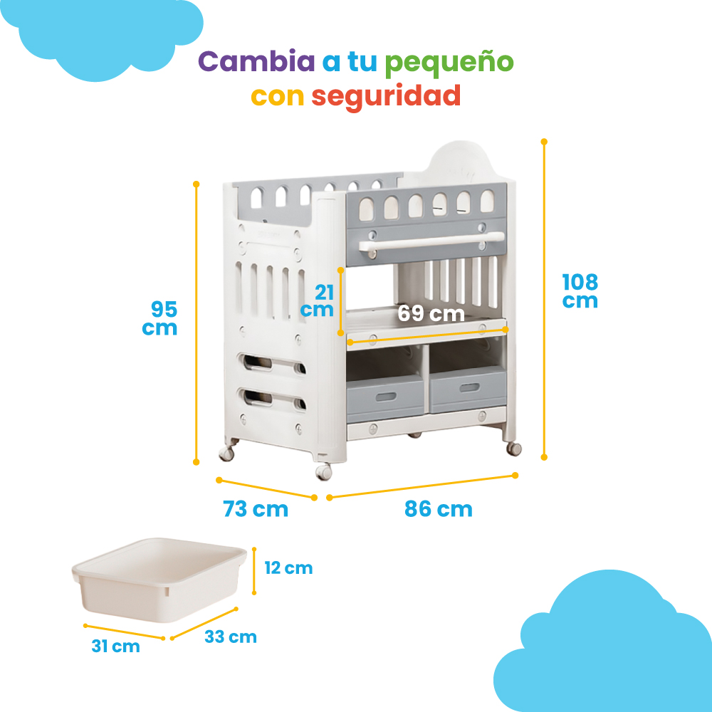 Cuna cambiador con ruedas pañalero - Kiddo - Imagen 5
