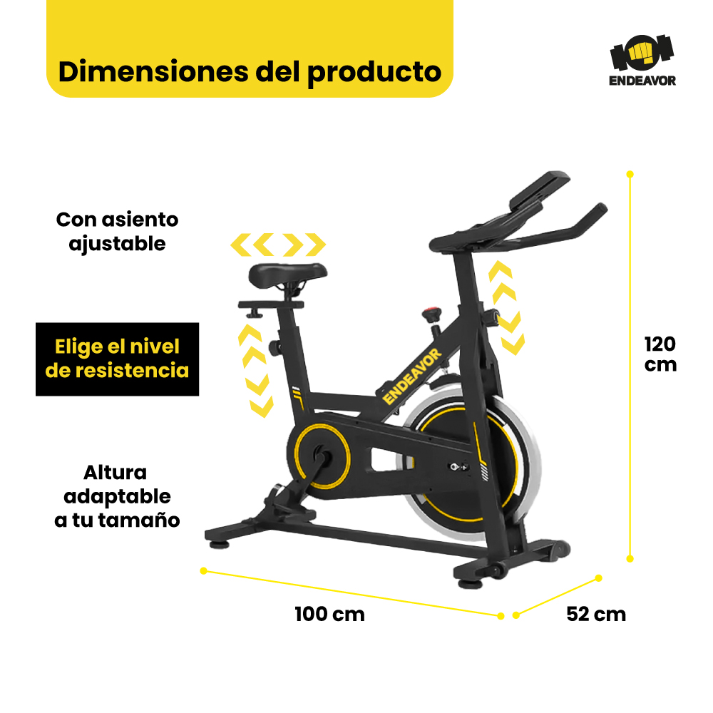 Bicicleta spinning fija disco fricción 6kg - ENDEAVOR - Imagen 2