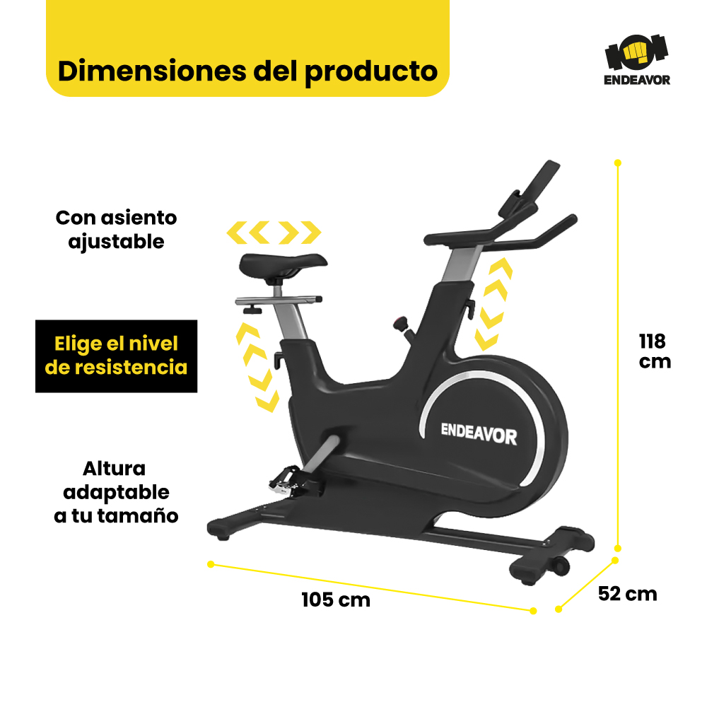 Bicicleta spinning fija disco magnético 6kg - ENDEAVOR - Imagen 4