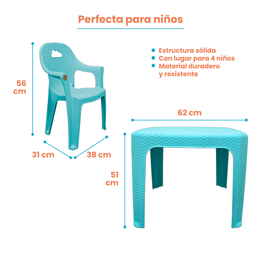 Kit Mesa Cuadrada con 4 Sillas tipo Rattan - Imagen 4