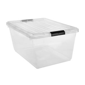 Caja Organizadora 42L Transparente Tapa Broches