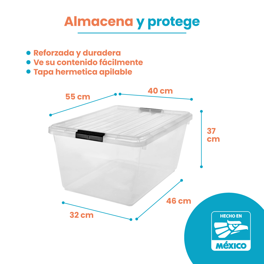 Caja Organizadora 42L Transparente Tapa Broches - Imagen 5