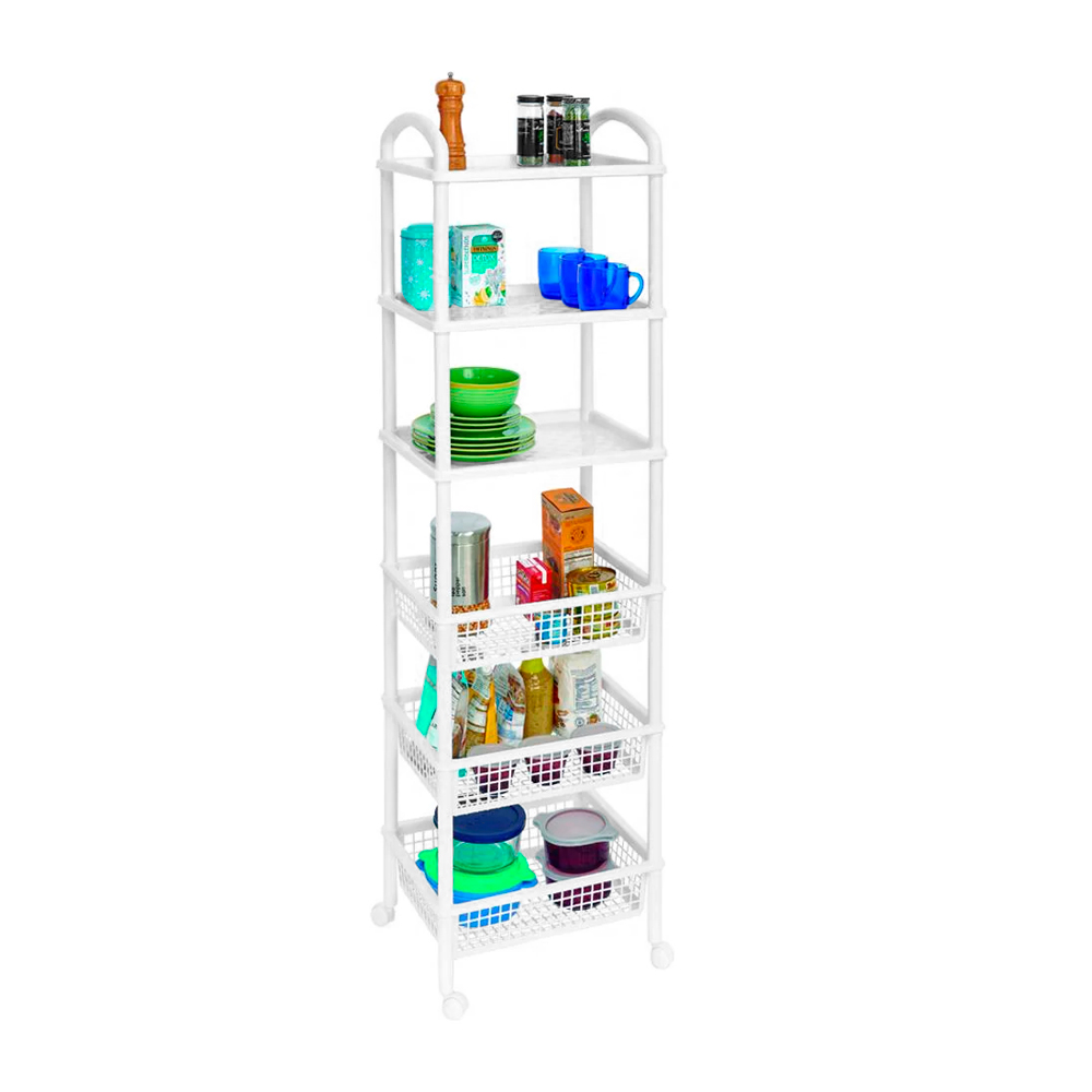 Rack Organizador Multiusos 3 Cestas 3 Charolas