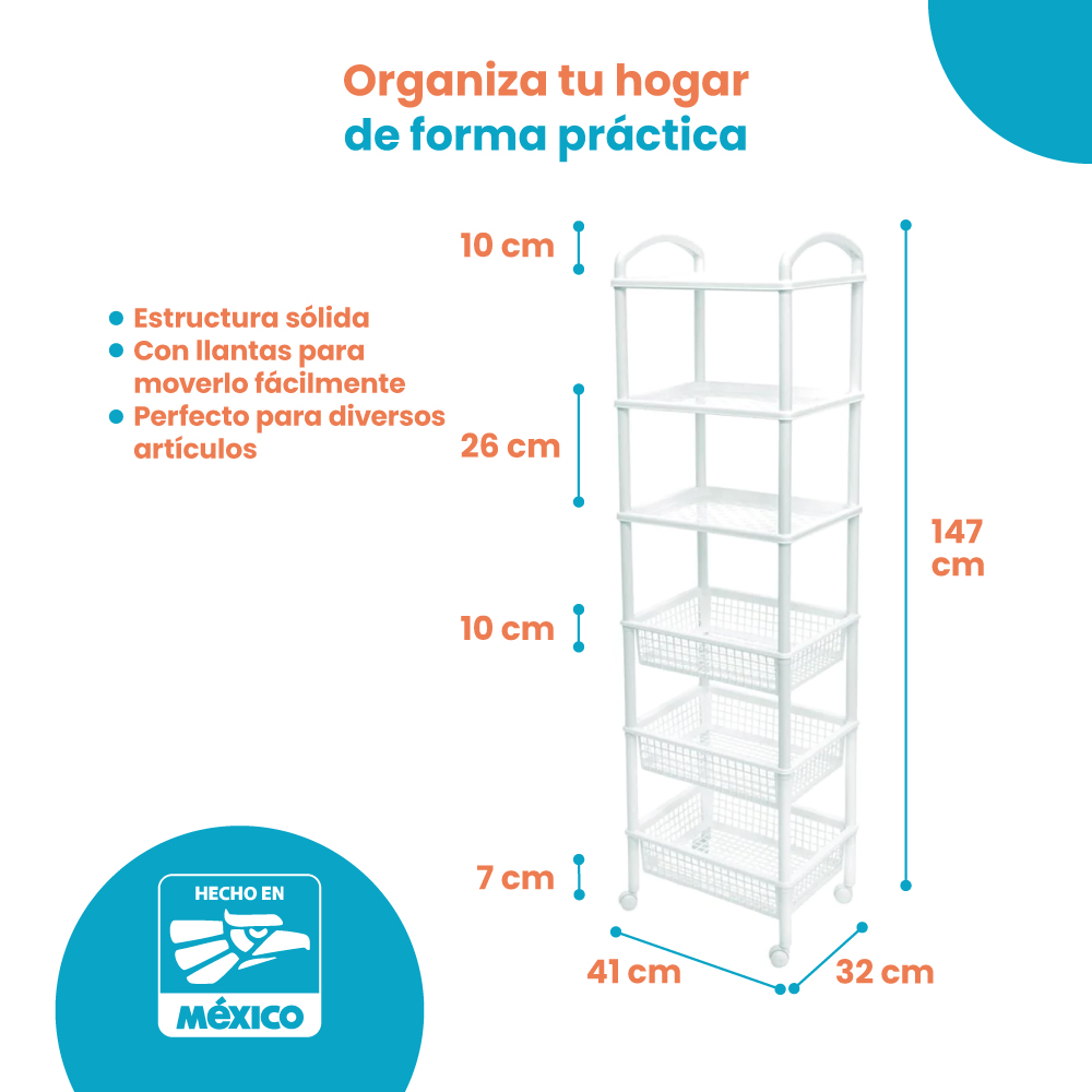 Rack Organizador Multiusos 3 Cestas 3 Charolas - Imagen 5
