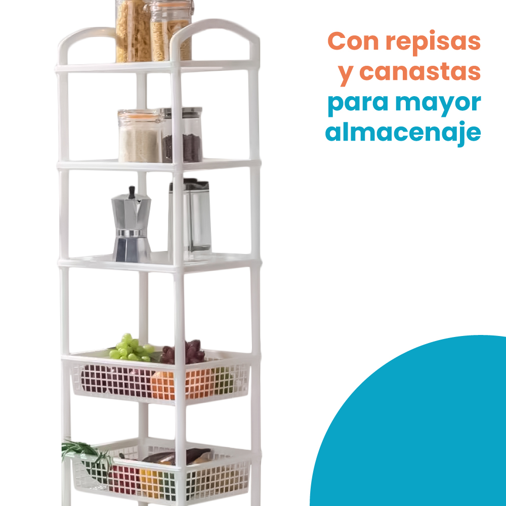 Rack Organizador Multiusos 3 Cestas 3 Charolas - Imagen 6