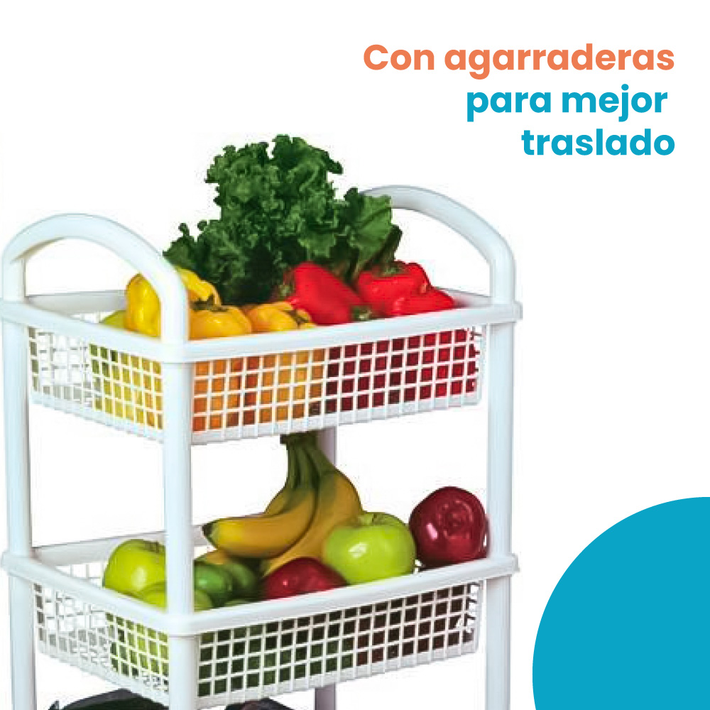 Organizador Multiusos Rack Carrito 3 Cestas Rectangular - Imagen 6
