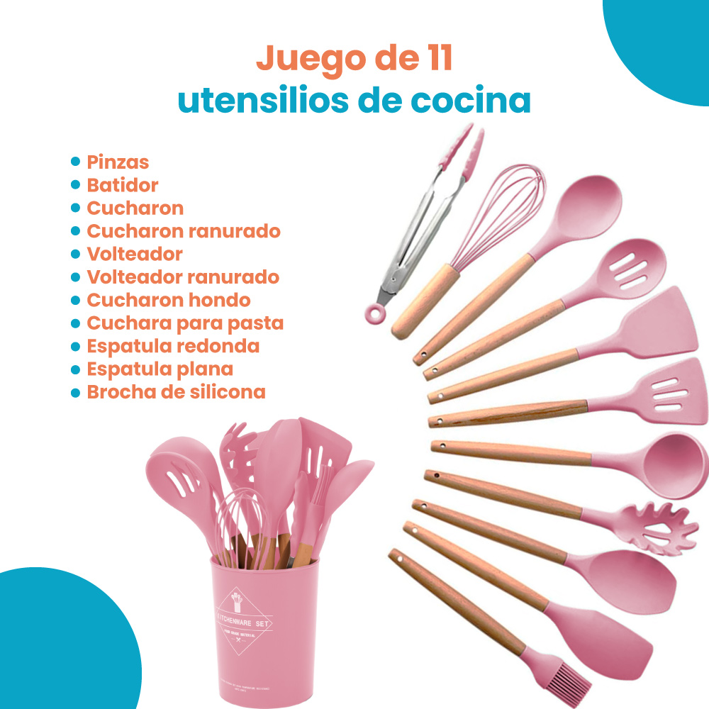 Set de utensilios para cocina silicón 12 piezas antiadherente - Imagen 5