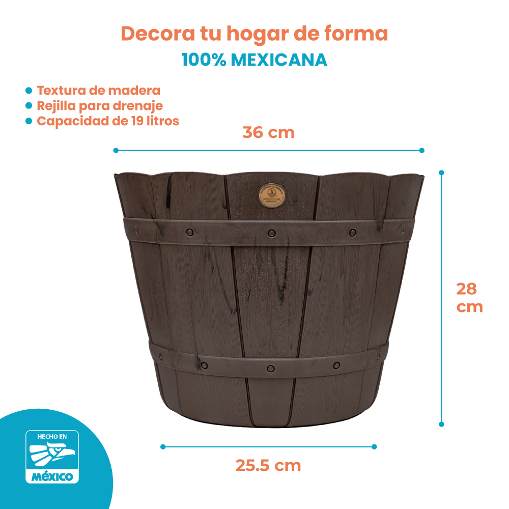 Maceta Tipo Madera para Interiores y Exteriores 19 Lts - Imagen 5