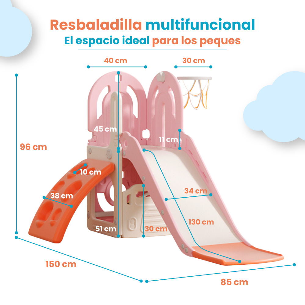 Resbaladilla con canasta y escaladora infantil - Kiddo - Imagen 2
