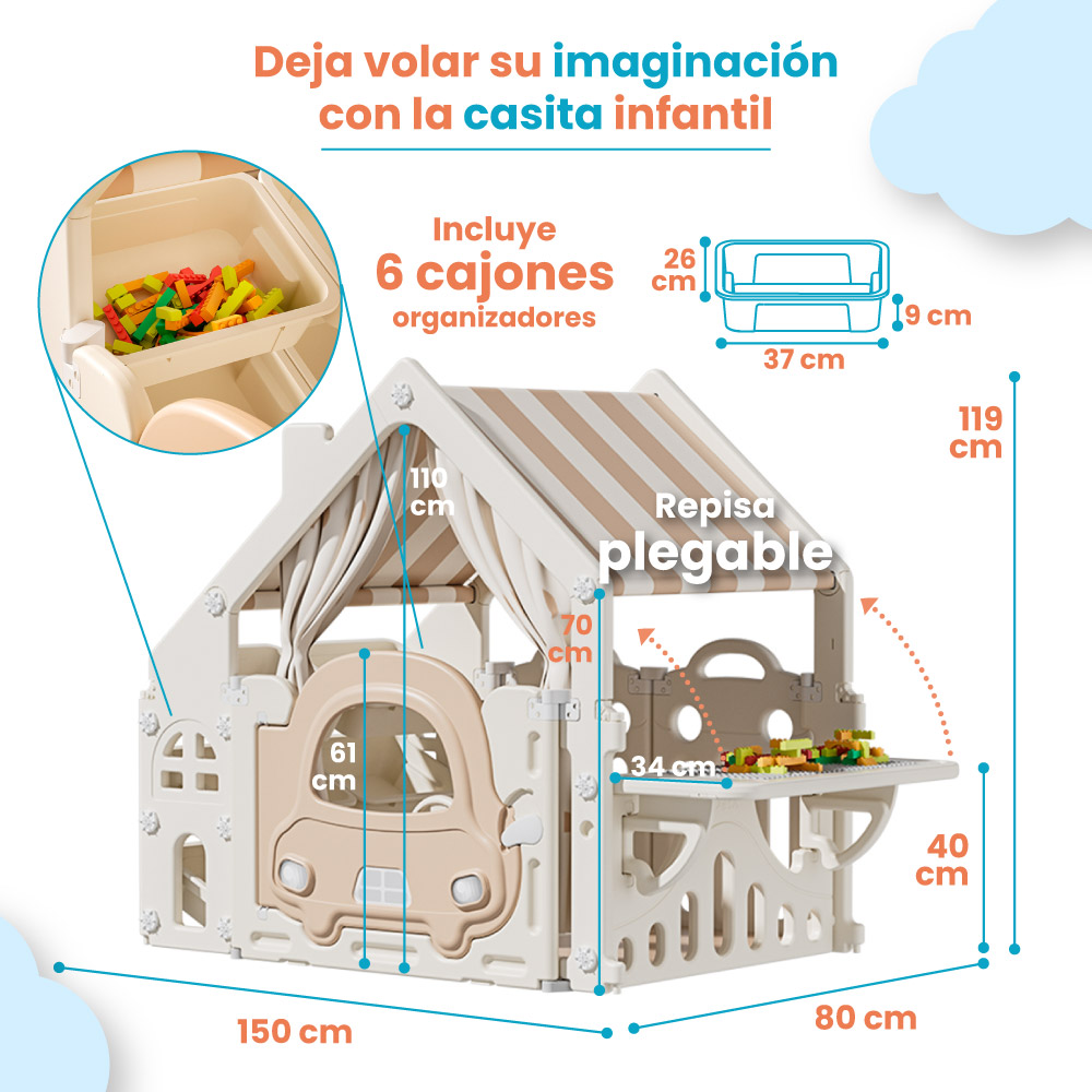 Casita infantil con organizadores y tablero - Kiddo - Imagen 2