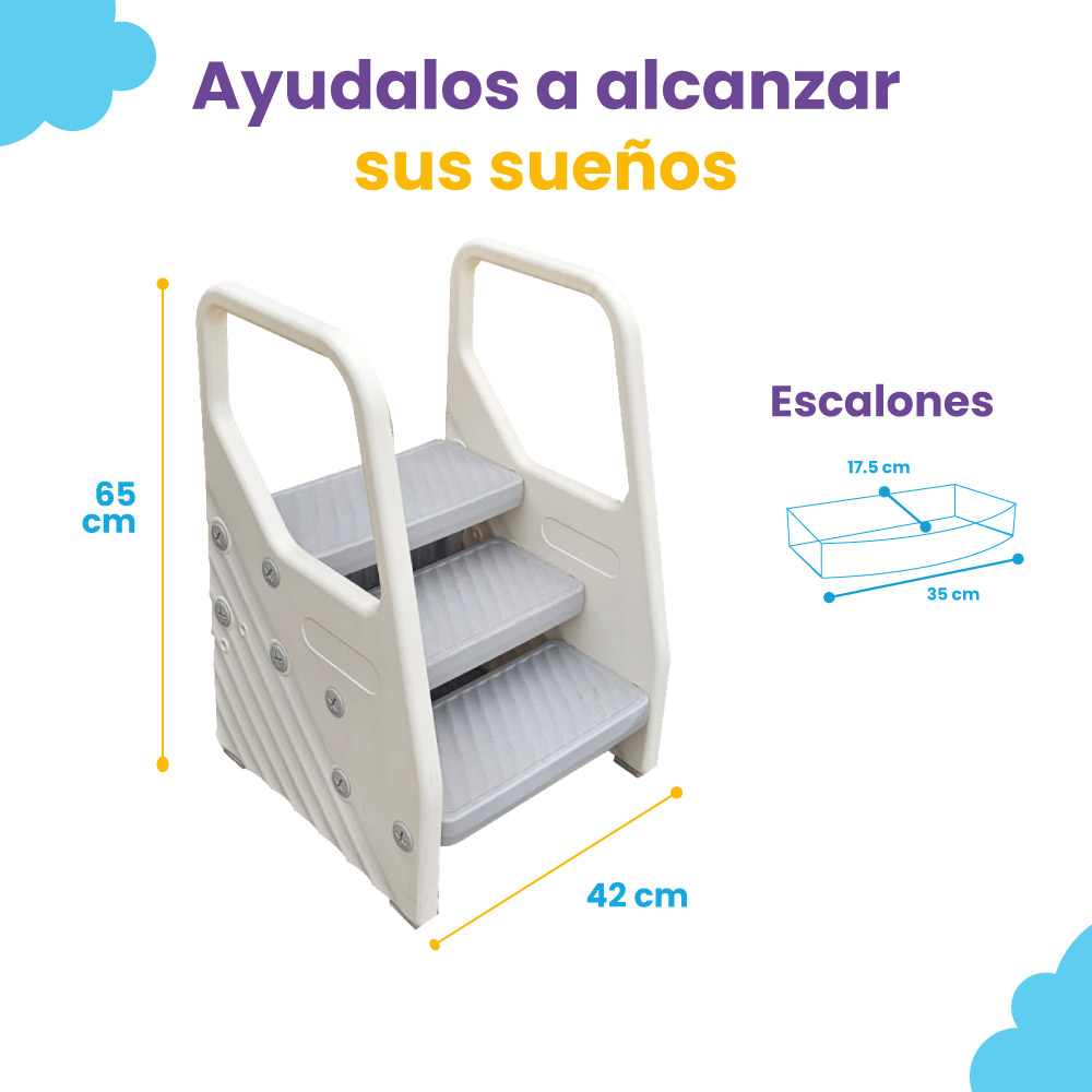 Escalera 3 peldaños infantil con agarraderas - Kiddo - Imagen 5