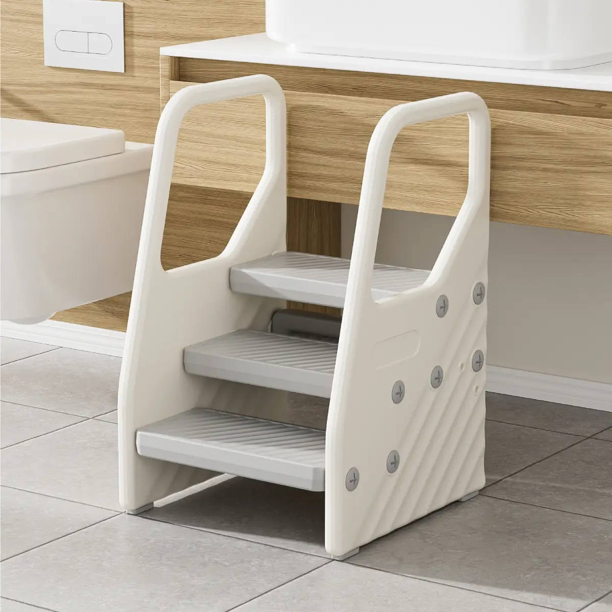Escalera 3 peldaños infantil con agarraderas - Kiddo - Imagen 2