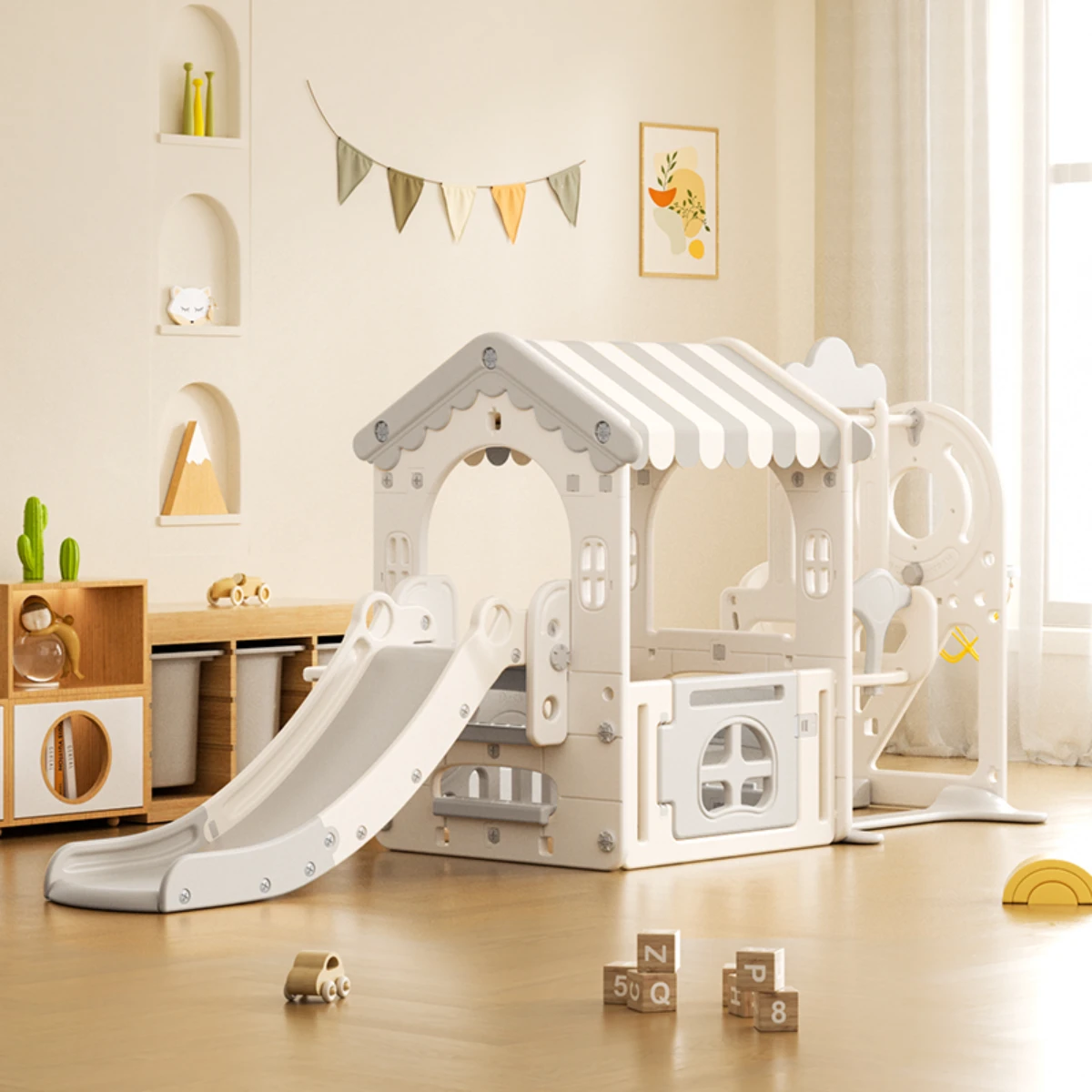 Casita con resbaladilla y columpio - Kiddo - Imagen 2