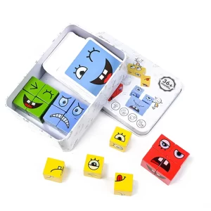 Juego de bloques de madera imita caras