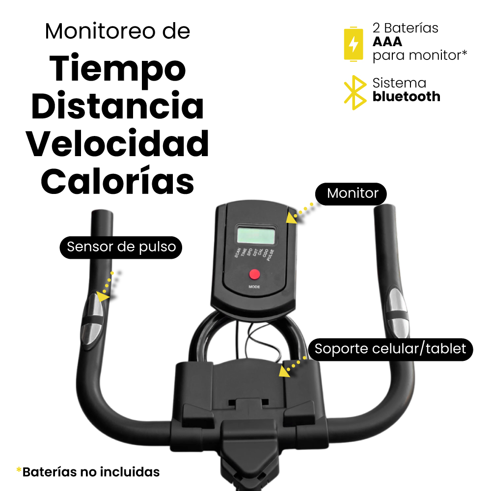 Bicicleta spinning fija BT disco magnético 6kg - ENDEAVOR - Imagen 3