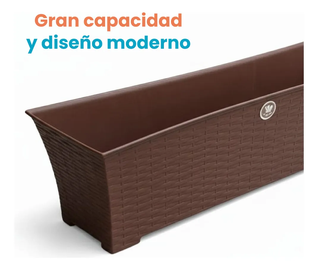 Jardinera rectangular rattan 45 litros - Imagen 4