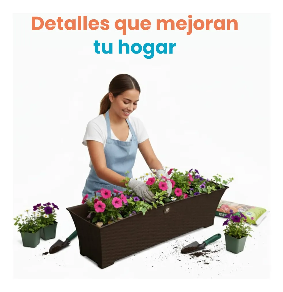 Jardinera rectangular rattan 45 litros - Imagen 5