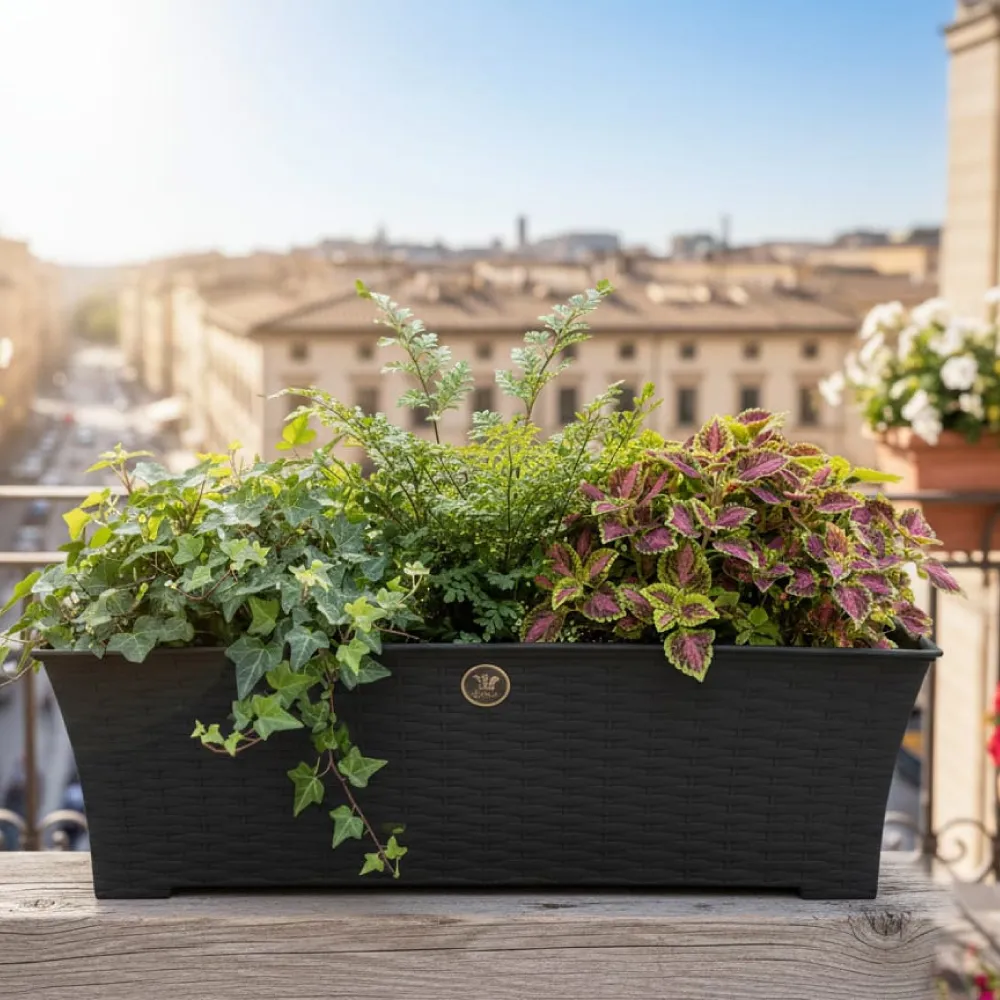 Jardinera rectangular rattan 45 litros - Imagen 9