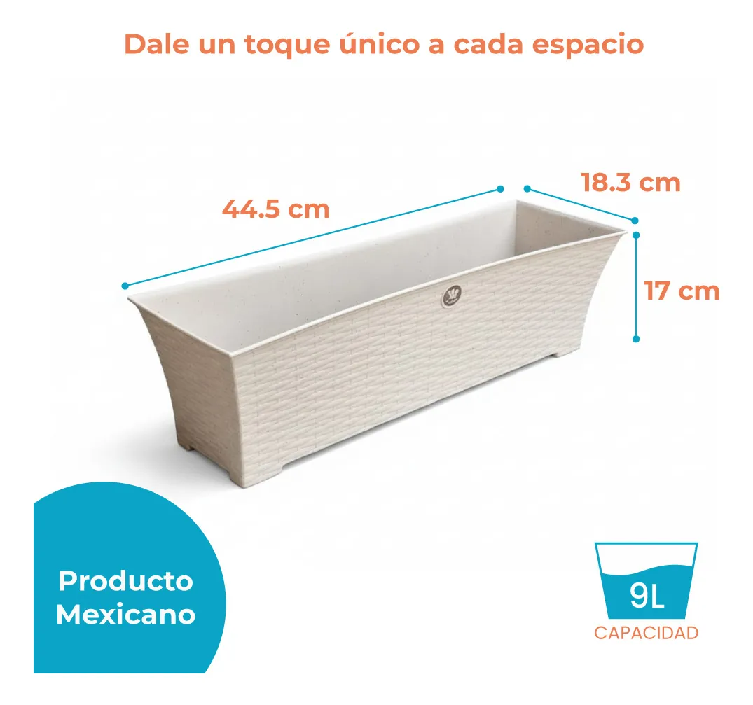 Jardinera rectangular rattan 45 litros - Imagen 10