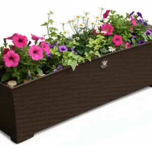 Jardinera rectangular rattan 60 litros