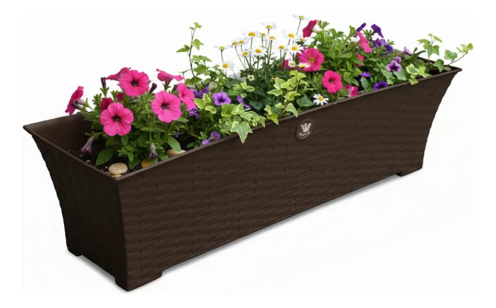 Jardinera rectangular rattan 60 litros