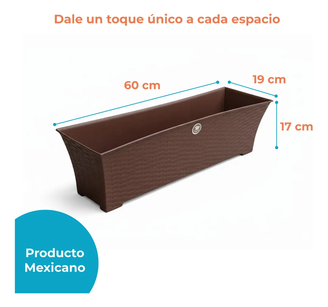 Jardinera rectangular rattan 60 litros - Imagen 2