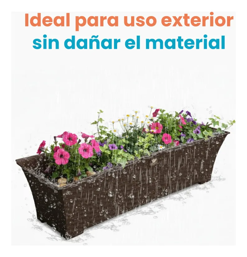 Jardinera rectangular rattan 60 litros - Imagen 7