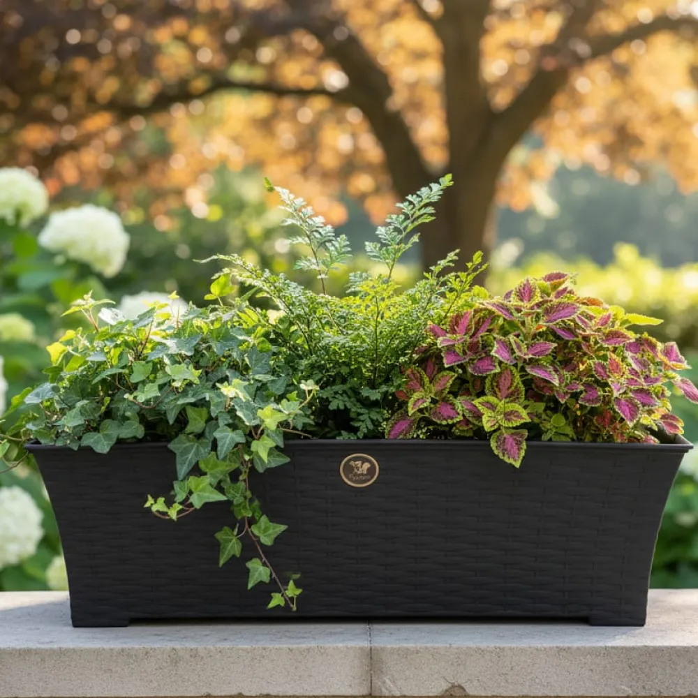 Jardinera rectangular rattan 60 litros - Imagen 9
