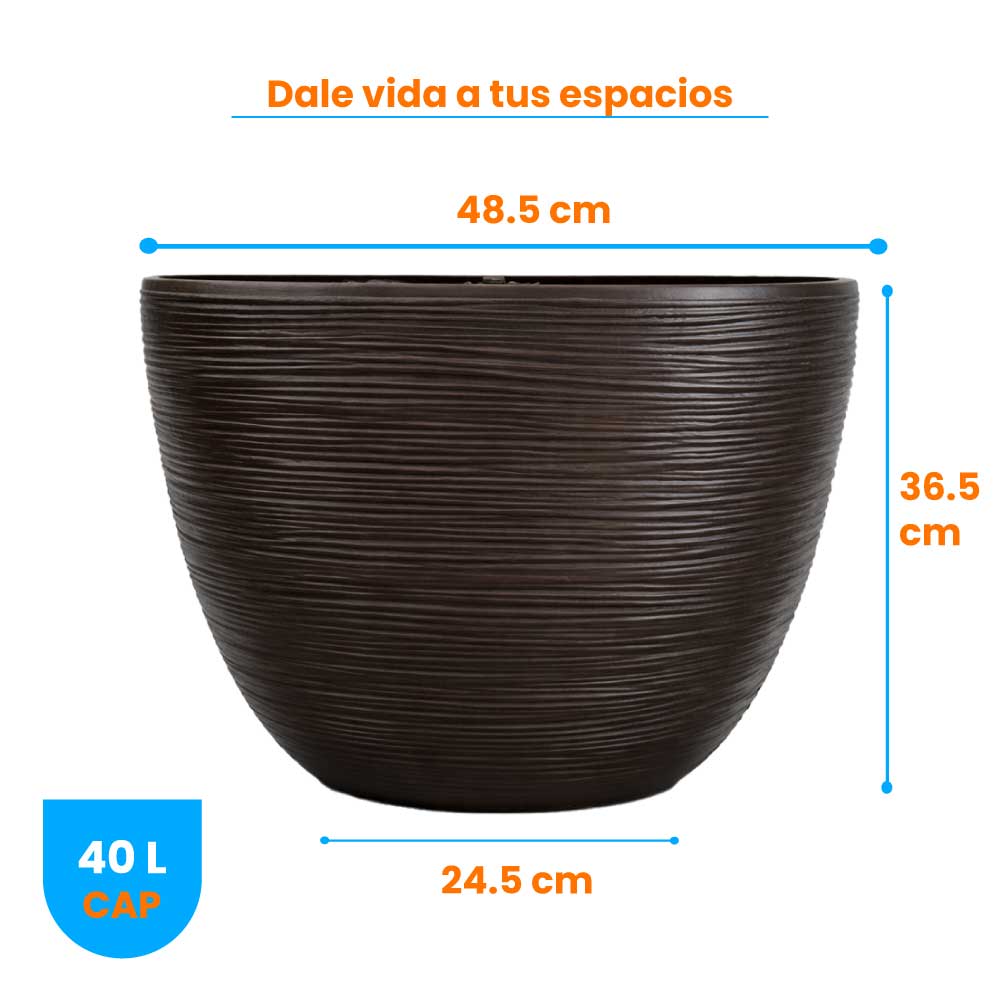 Maceta plástico cilindrica con textura 40 L - Imagen 2