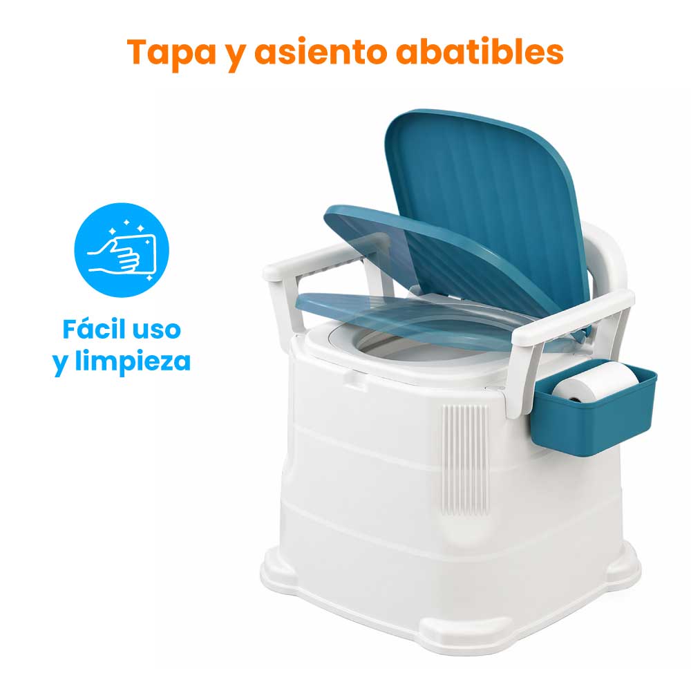 Sanitario baño portátil para adulto con tapa - Imagen 6