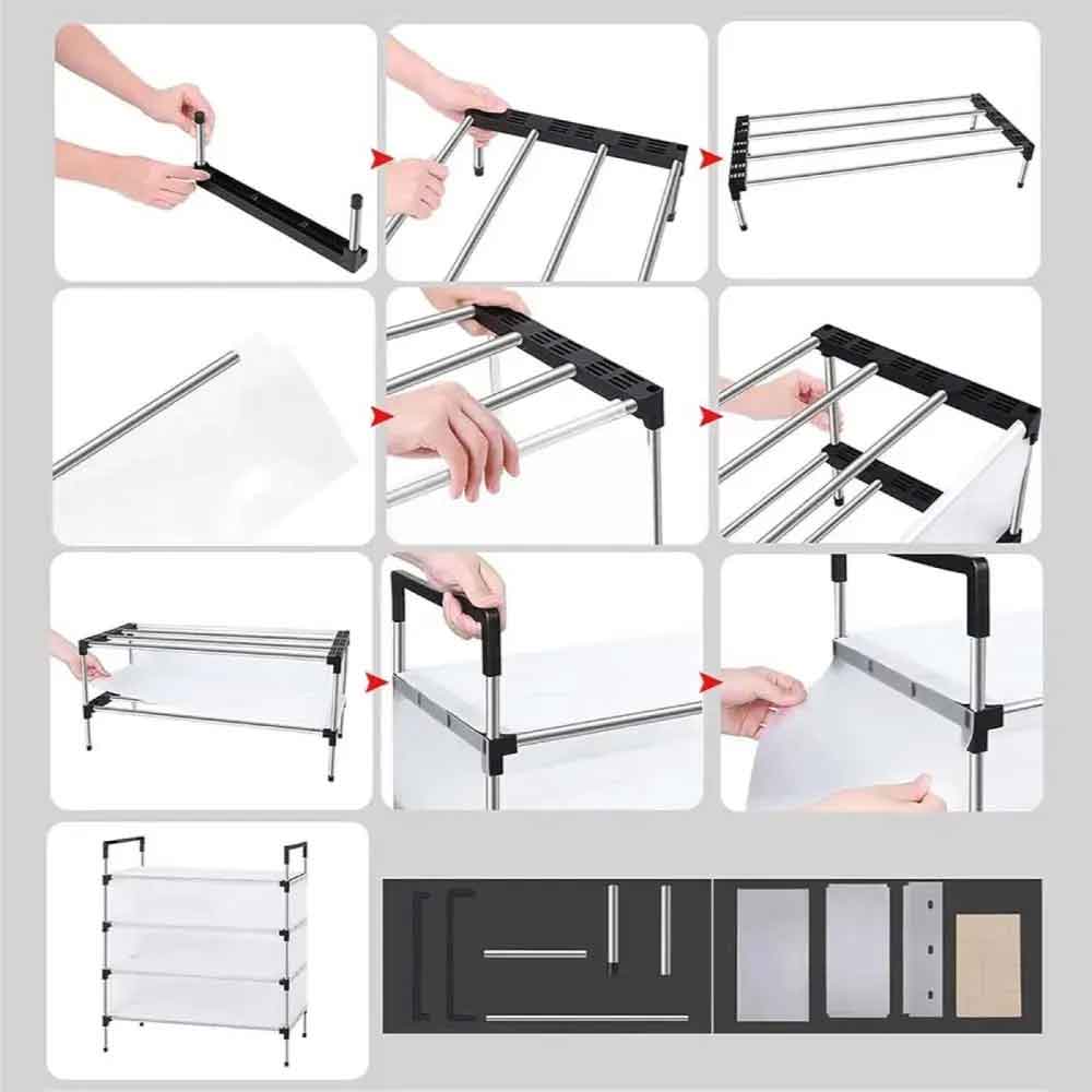 Rack zapatero organizador 5 niveles metal almacenamiento - Imagen 3