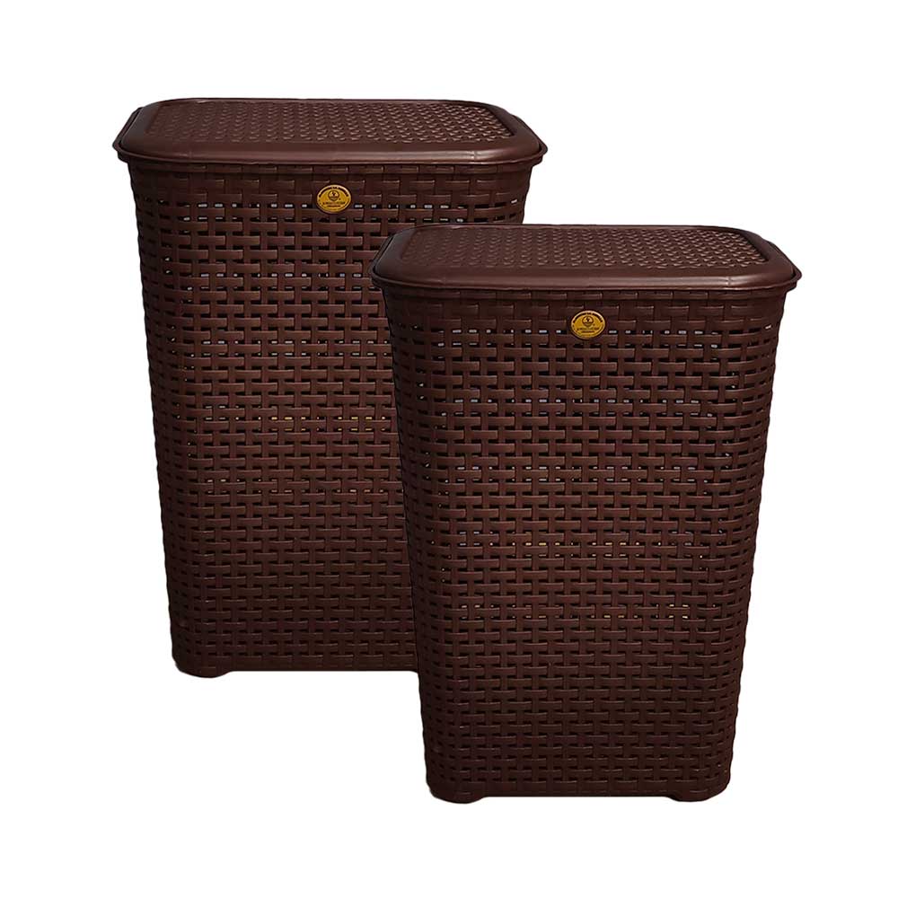 Combo 2 Canastas tipo Rattan Ropa con Tapa