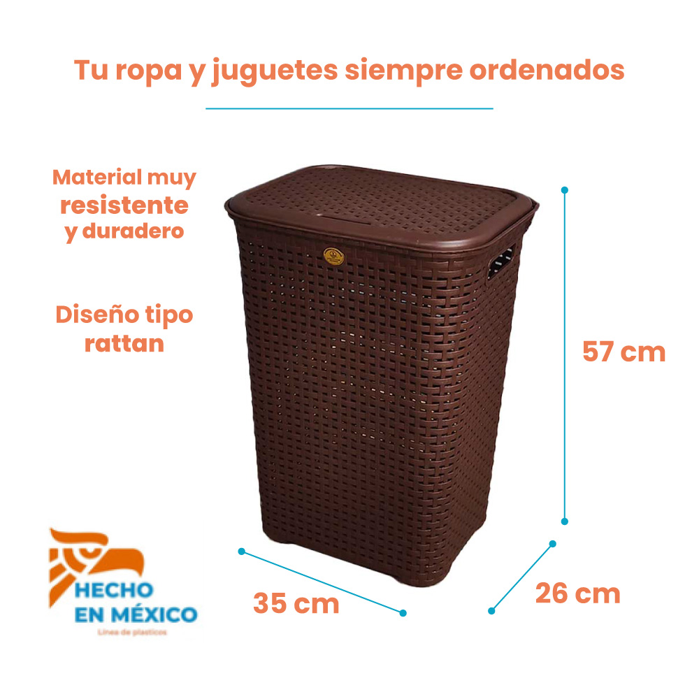 Combo 2 Canastas tipo Rattan Ropa con Tapa - Imagen 5