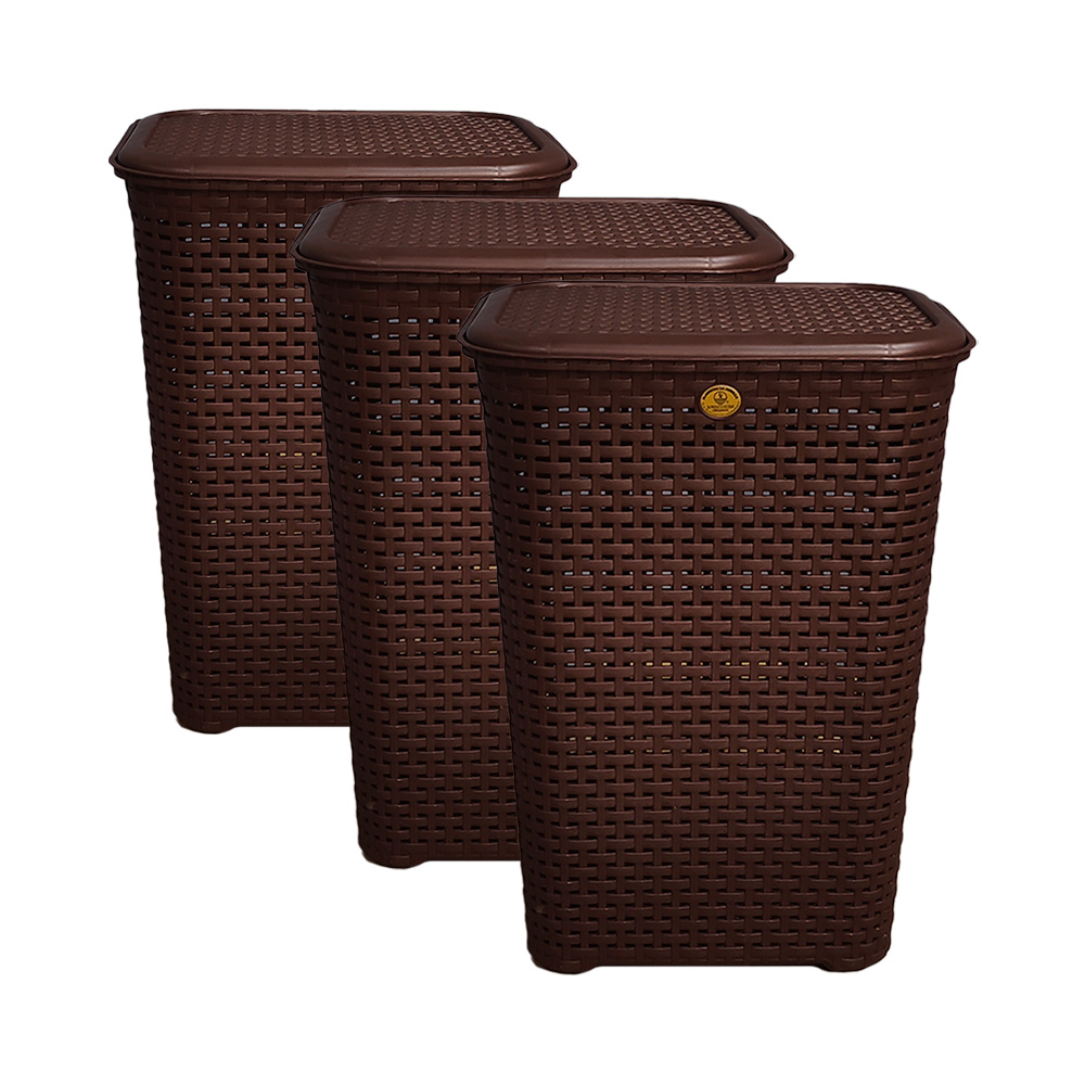 Combo 3 Canastas tipo Rattan Ropa con Tapa