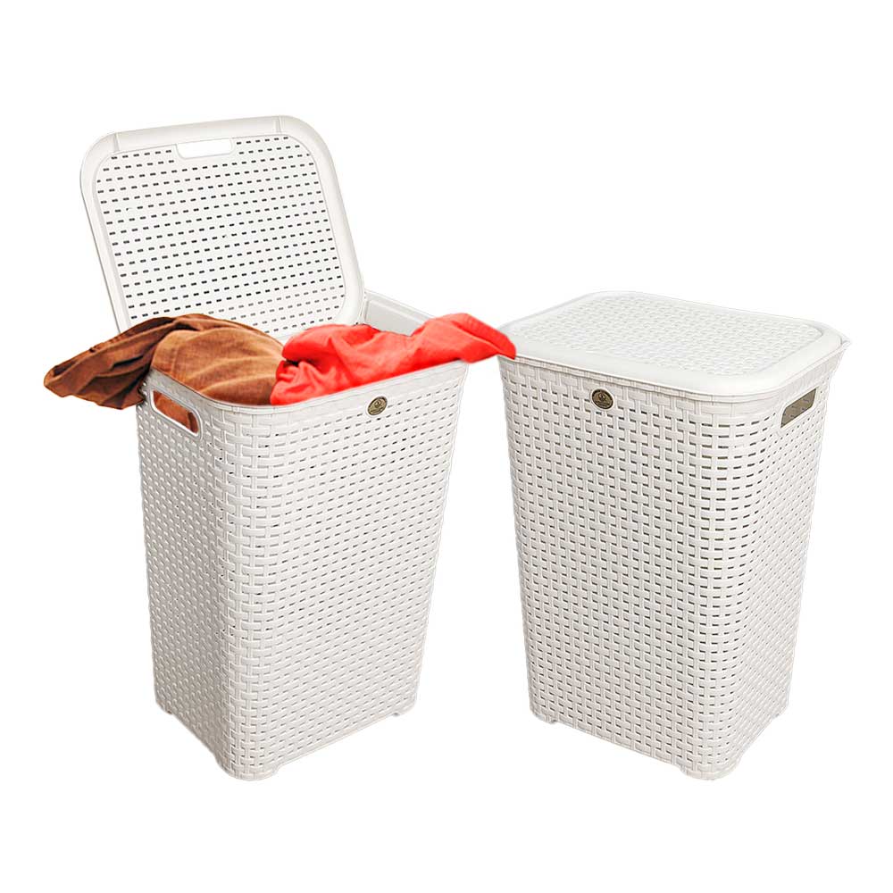 Combo 2 Canastas tipo Rattan Ropa con Tapa - Imagen 4