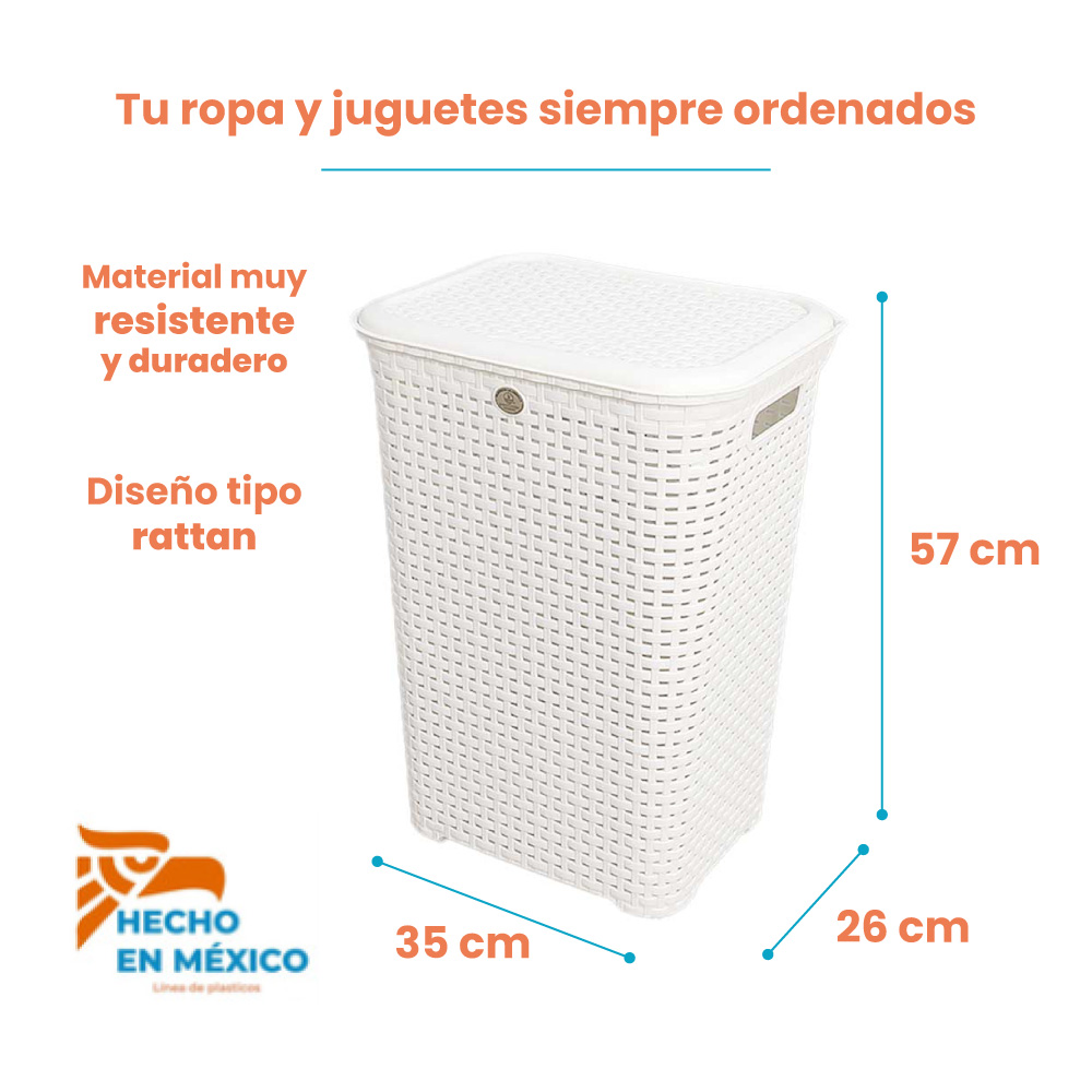 Combo 3 Canastas tipo Rattan Ropa con Tapa - Imagen 6