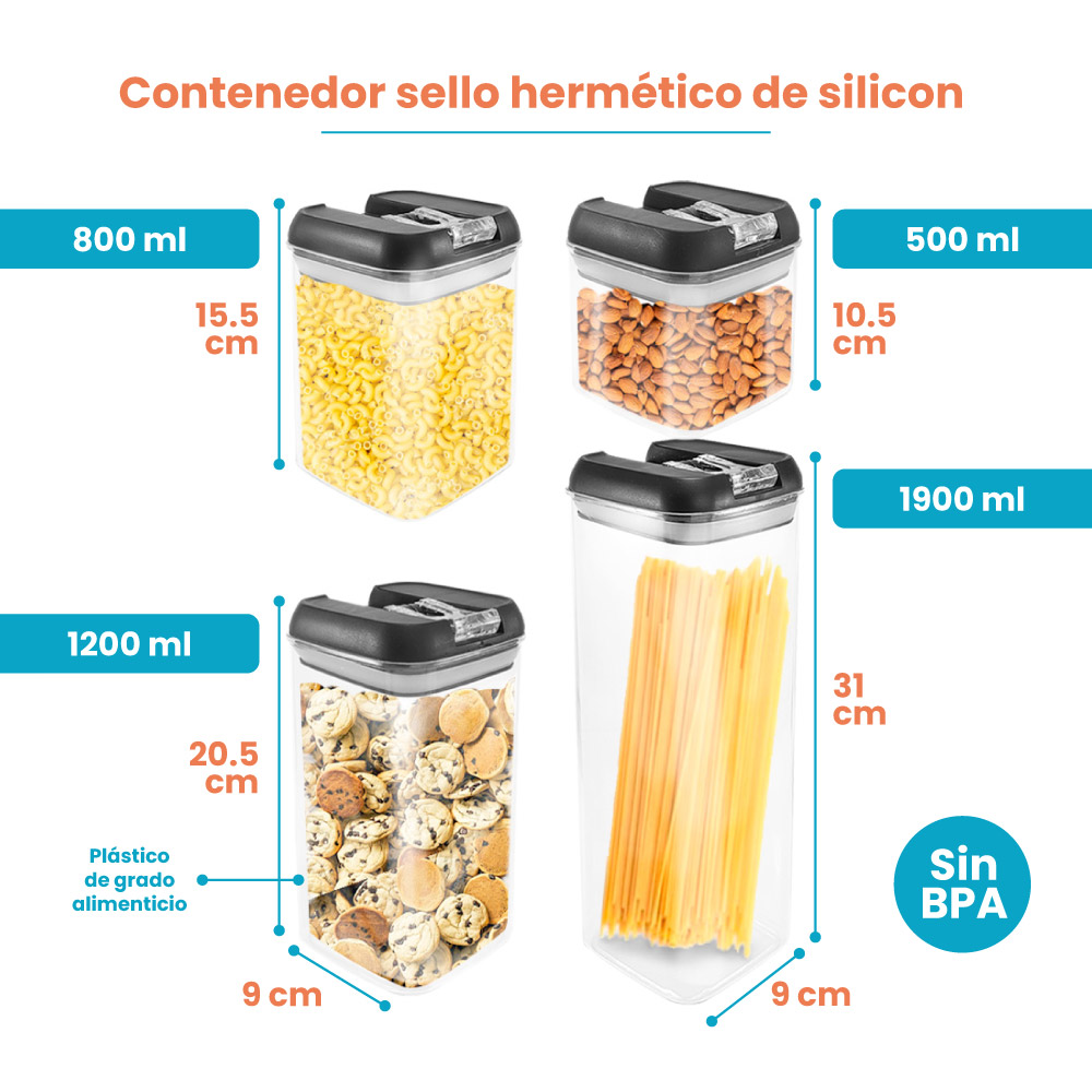 Contenedor de almacenamiento para alimentos de 5 piezas - Imagen 3