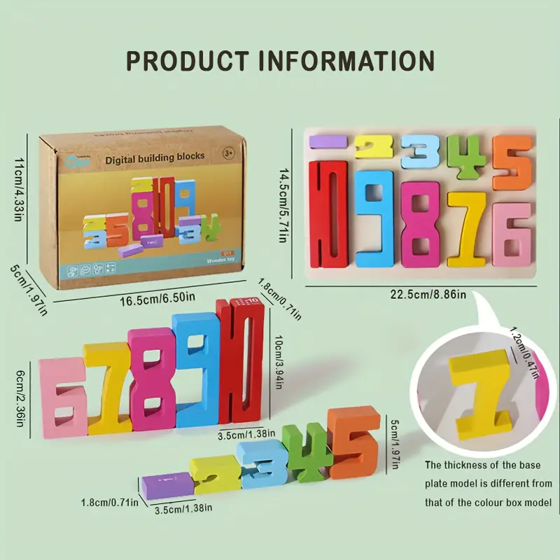 Bloques construcción números educativos de madera - Imagen 3