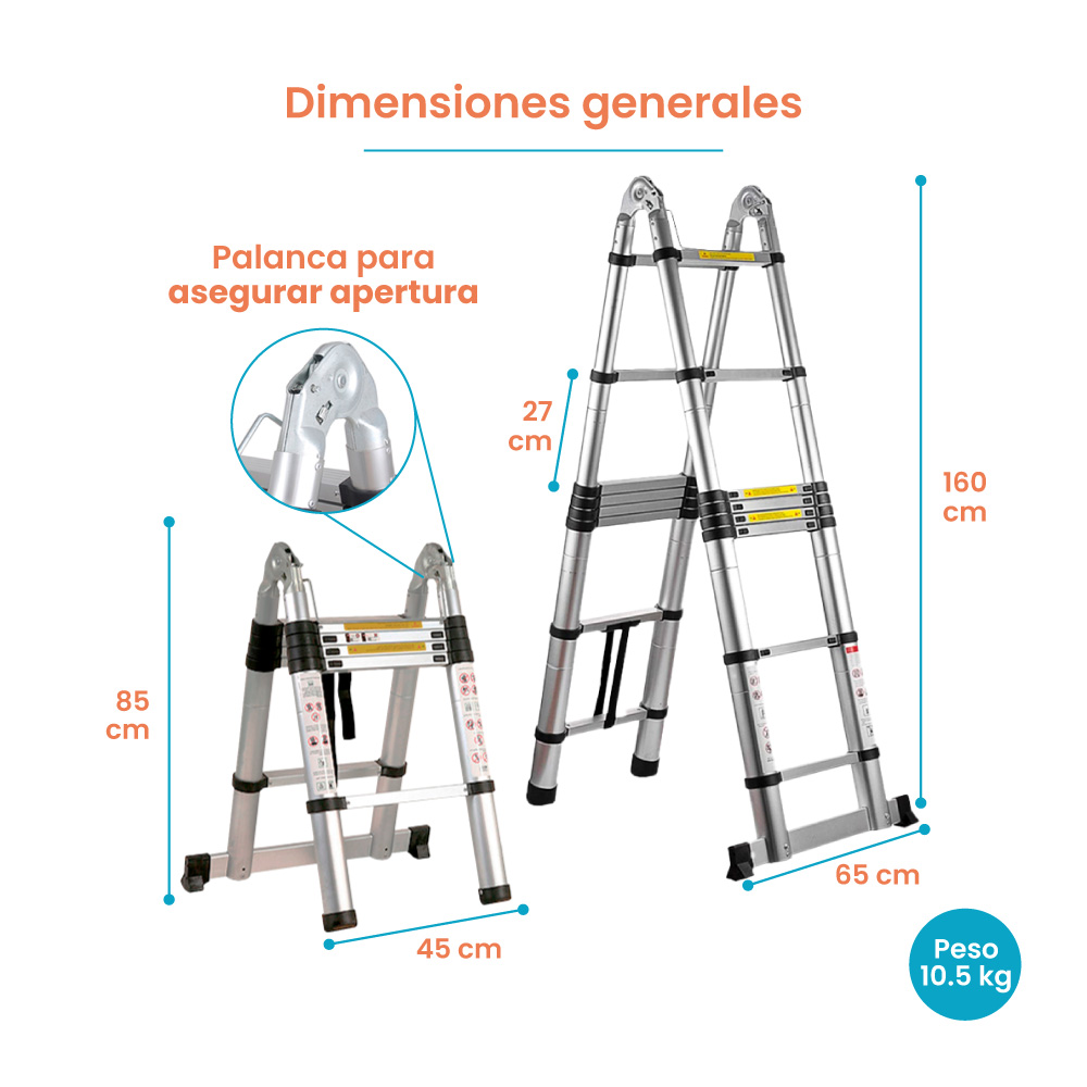 Escalera Retráctil Doble de 1.6 metros - Imagen 3